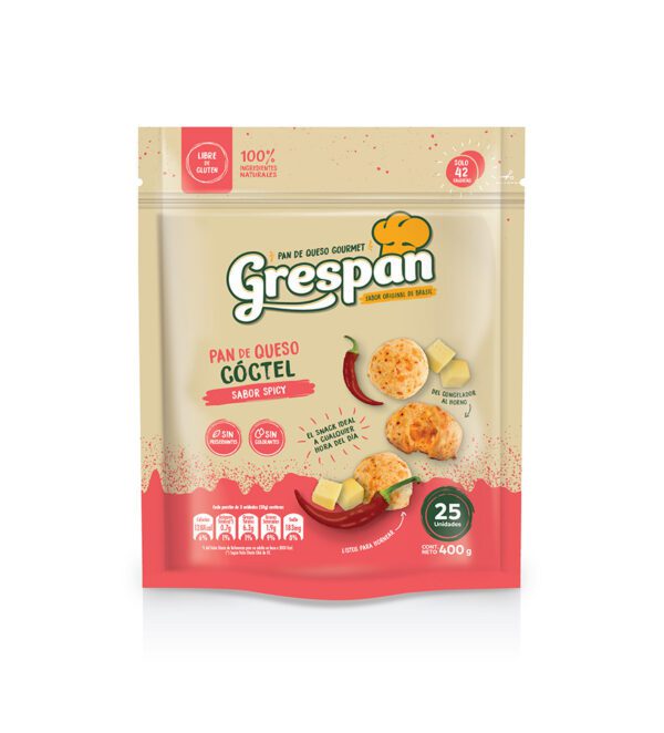 Pan de queso Cóctel sabor Spicy (Gauda y Ají Ahumado) 400grs con 25 unidades