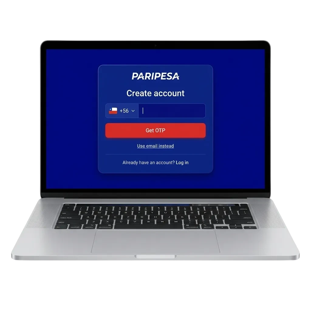 Paripesa registration page showing account creation form for sports betting and casino games in Chile